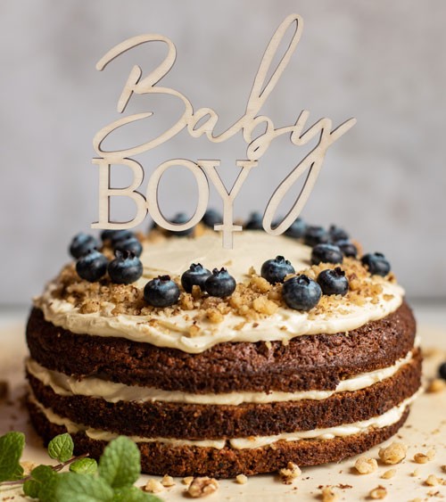 Cake-Topper aus Holz "Baby Boy"