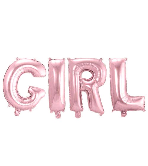 Folienballon-Set "GIRL" - rosa - 36 cm