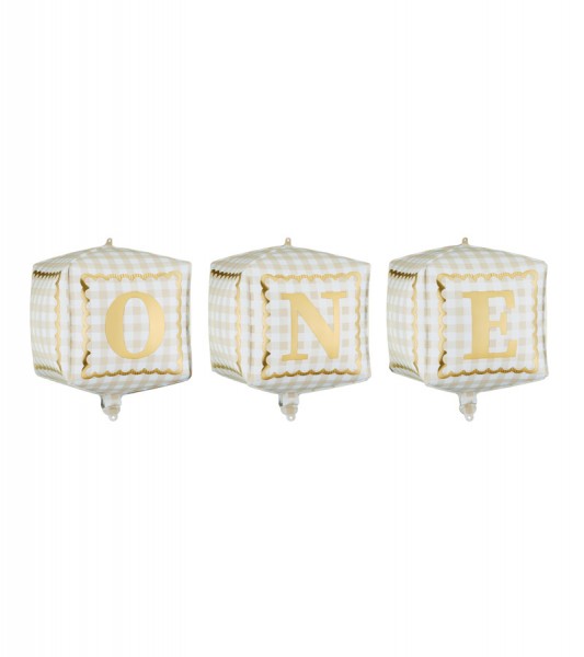 Würfel-Folienballon-Set "One" - 28 x 53 cm - 3-teilig