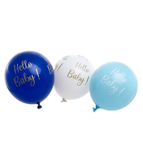Luftballons "Hello Baby" - Farbmix Blau - 6-teilig
