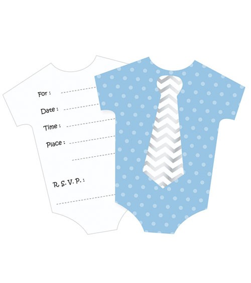 Babyparty Einladungskarten Babybody Blau 6 Stuck