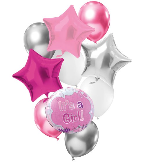Ballon-Set "It's a Girl" - Farbmix Pink - 10-teilig
