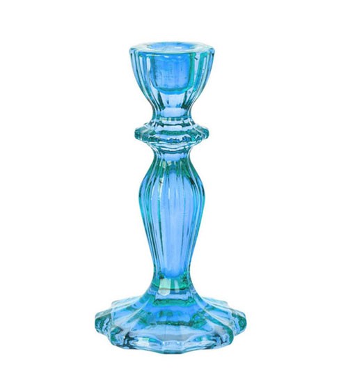 Kerzenständer aus Glas "Boho Spice" - blau - 16 cm