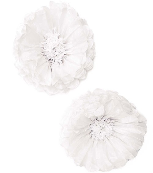 Blumen aus Seidenpapier - weiß - 40 cm - 2 Stück
