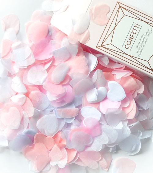 Seidenpapier-Konfetti "Herzen" - rosa/weiß - 4 g