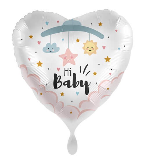 Herz-Folienballon "Hi Baby" - 43 cm