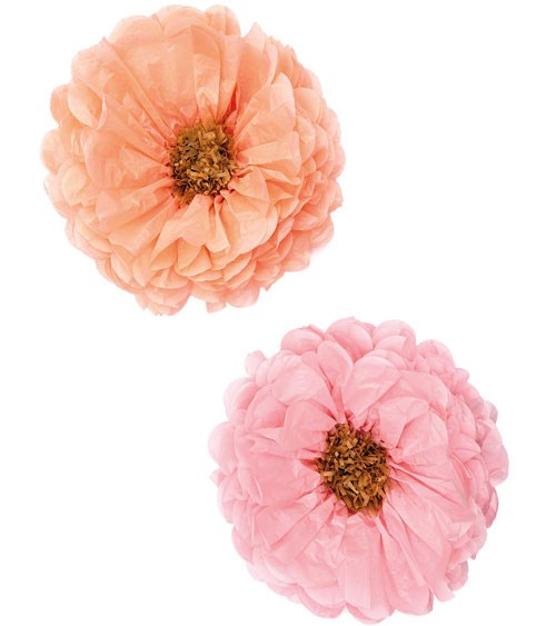 Blumen aus Seidenpapier - rosa, apricot - 40 cm - 2 Stück