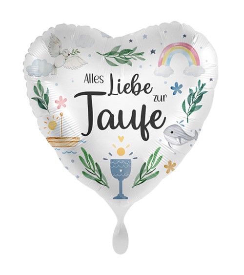 Herz-Folienballon "Alles Liebe zur Taufe" - 43 cm