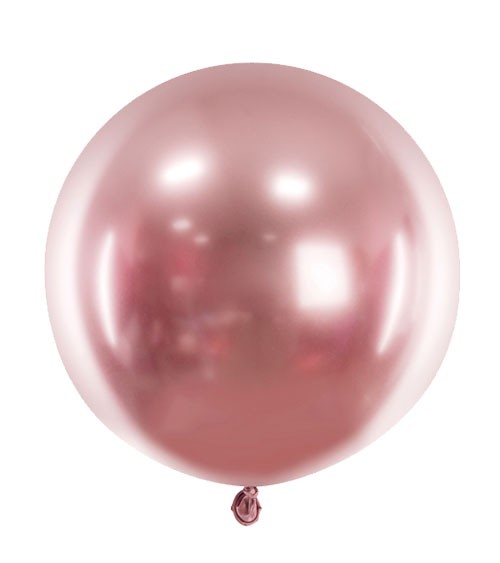 Runder Glossy-Ballon - rosegold - 60 cm