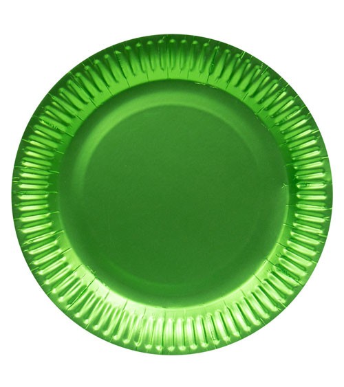 Pappteller - metallic lime green - 8 Stück