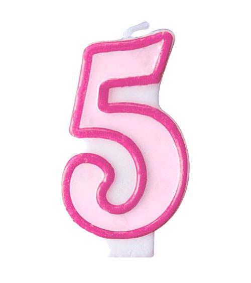 Geburtstagskerze "5" - rosa/pink