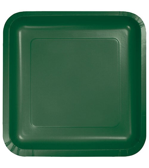 Eckige Pappteller - hunter green - 18 Stück