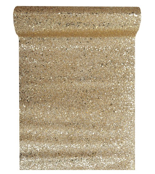 Tischläufer mit Glitter - gold - 28 cm x 3 m