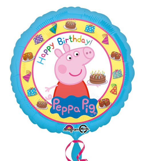 Runder Folienballon "Peppa Wutz" - Happy Birthday - 43 cm