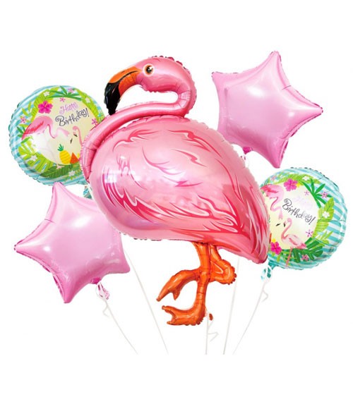Folienballon-Set "Flamingo" - Happy Birthday - 5-teilig