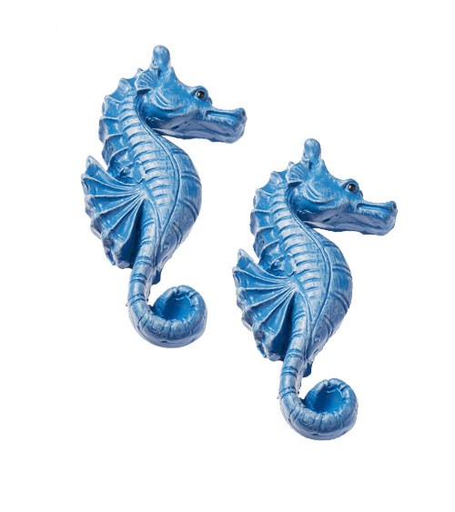Seepferdchen mit Klebepunkt - blau - 5 cm - 2 Stück