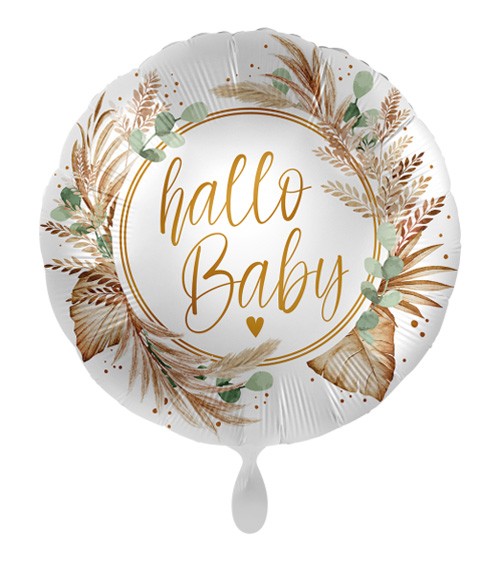 Folienballon "Hallo Baby" - Botanical - 43 cm