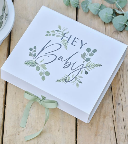 Geschenkbox "Hey Baby" - Botanical - 30 cm
