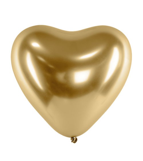 Glossy-Herz-Luftballons - gold - 50 Stück