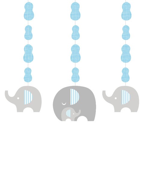 3er Motivgirlande "Kleiner Elefant - hellblau"