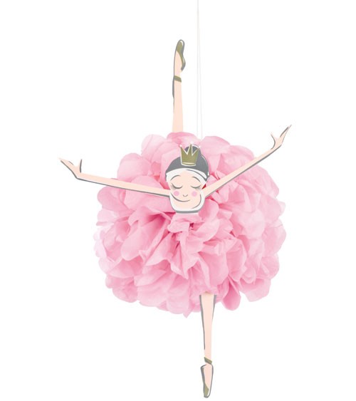 Pom Pom Deko "Ballerina" - rosa & gold - 3-teilig