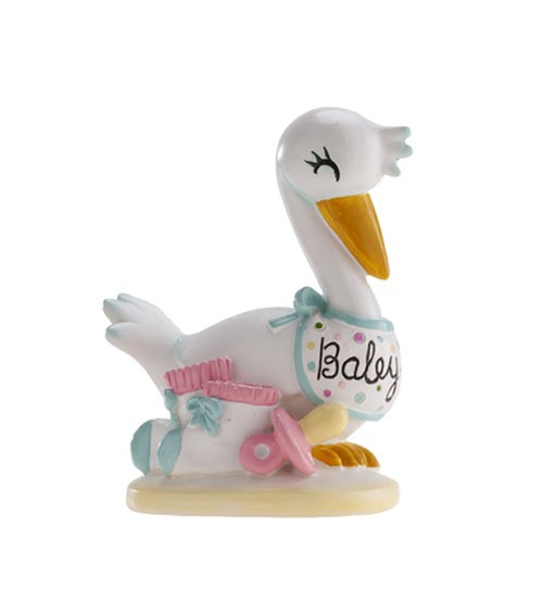 Deko-Figur "Storch mit Babyaccessoires" - 10 cm
