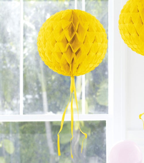 Wabenball mit Tasseln - 30 cm - gelb