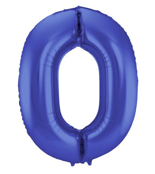 Zahl-Folienballon "0" - matt blau - 86 cm