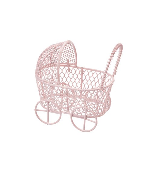 Deko-Kinderwagen aus Metall - rosa - 7 cm