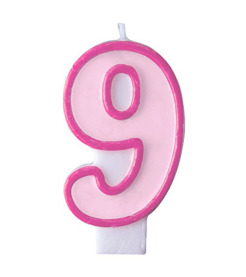 Geburtstagskerze "9" - rosa/pink