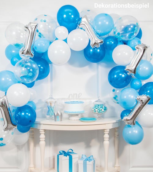 Ballongirlanden-Set "1st Birthday" - Farbmix Blau - 77-teilig