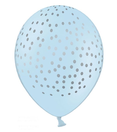 Luftballons "Dots" - himmelblau/silber - 50 Stück