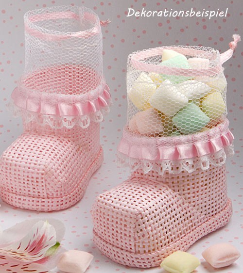 Geschenkverpackung aus Bast "Babyschühchen - rosa"