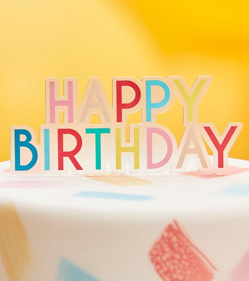 Cake-Topper aus Acryl "Happy Birthday" - Farbmix