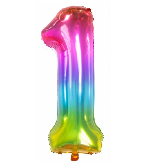Zahl-Folienballon "1" - Yummy Gummy Rainbow - 86 cm